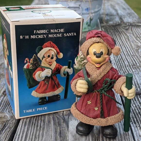 Vintage Fabric Mache 8” Disney Mickey Mouse Santa - Picture 2 of 13